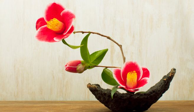 ツバキの生け花