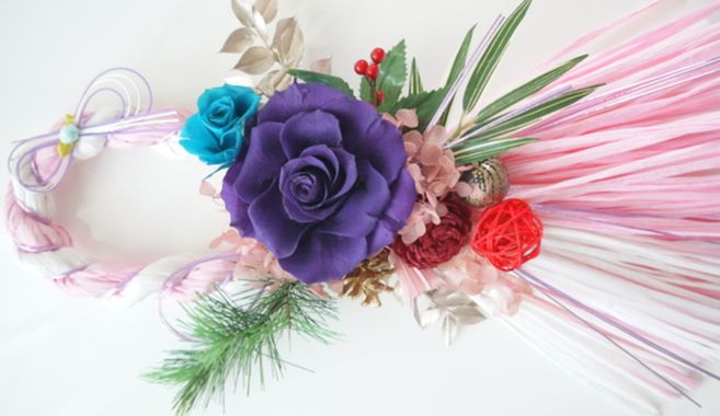 プリザーブドフラワーのしめ縄