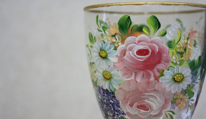 トールペイントのグラス