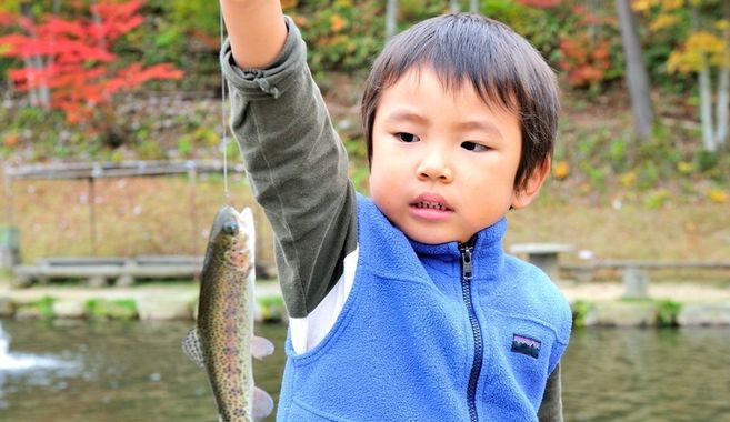 釣り堀で釣れた